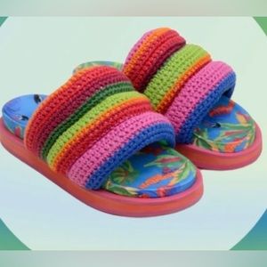 Farm Rio Stripe Crochet Platform Sandal*